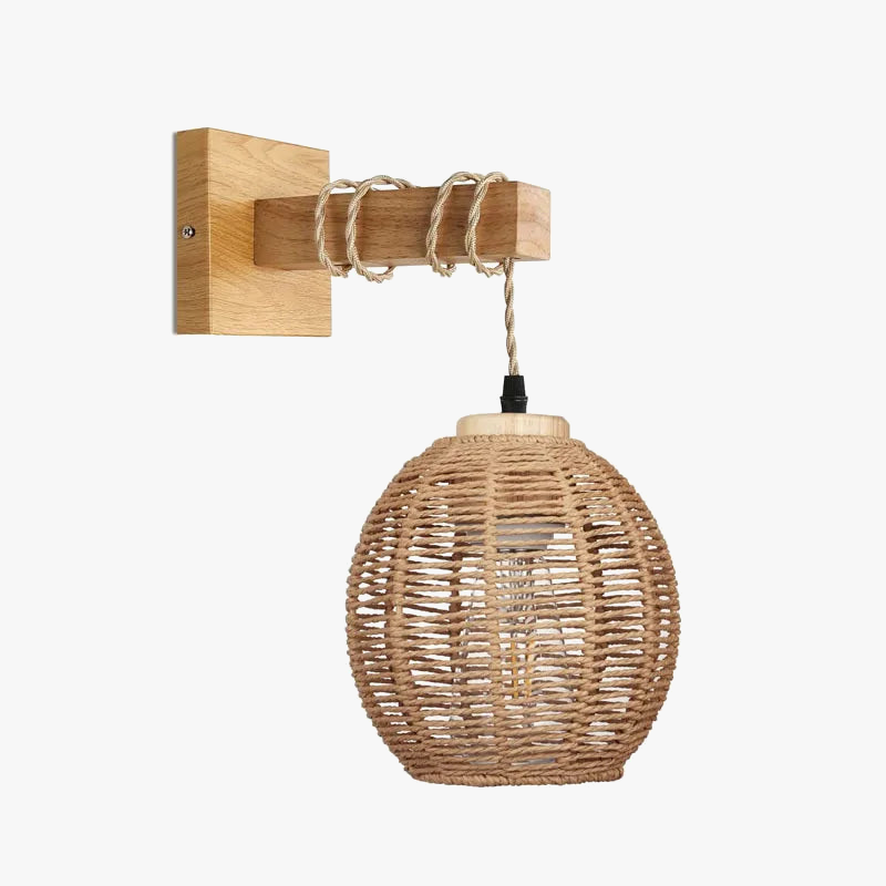 Vintage rattan woven decorative wall light