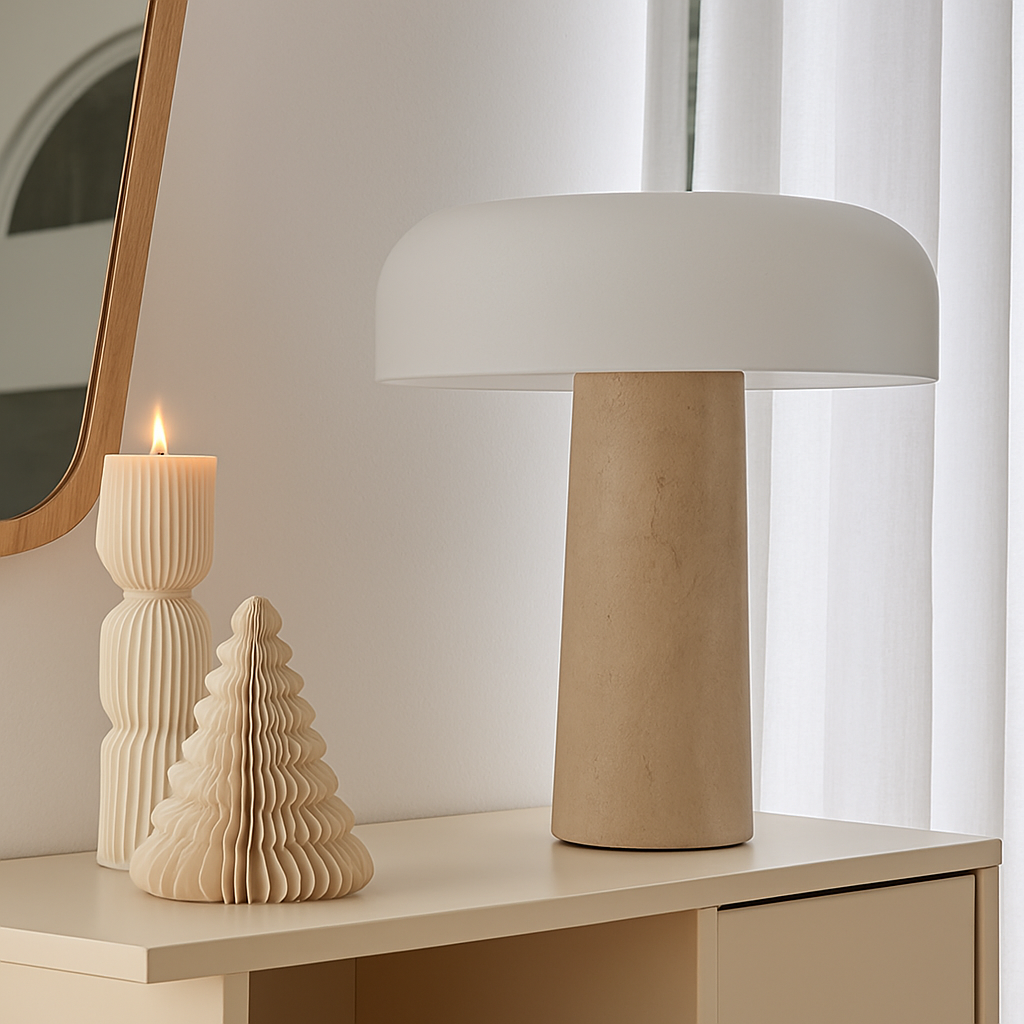 Modern marble mushroom style designer desk lamp - vue 3 sur 6