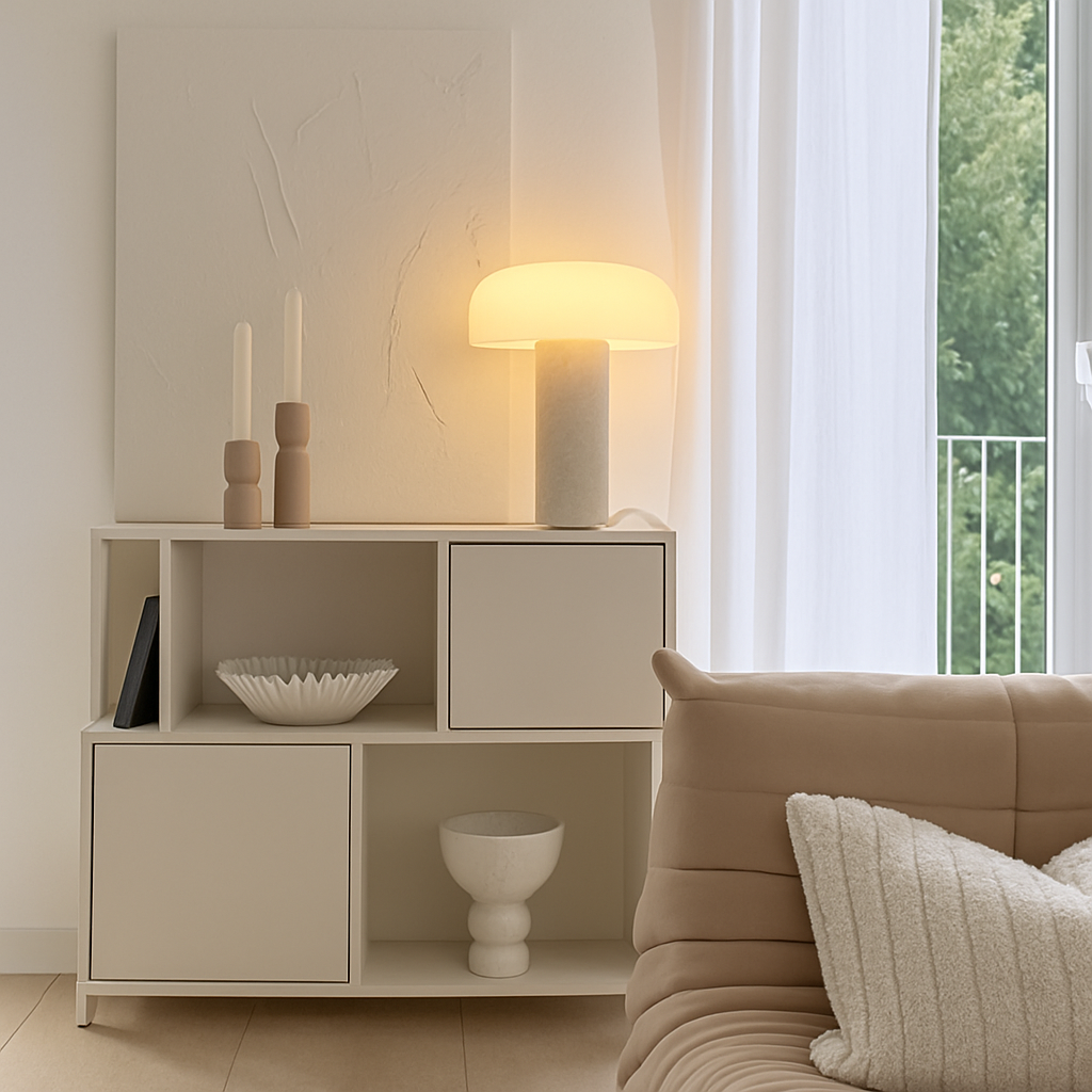 Modern marble mushroom style designer desk lamp - vue 5 sur 6
