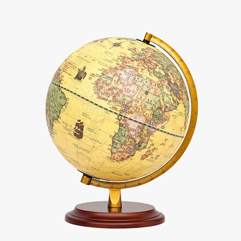 rotating globe desk lamp and map