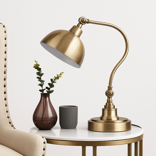 Rustic gold punk LED bedside or desk lamp - vue 3 sur 7