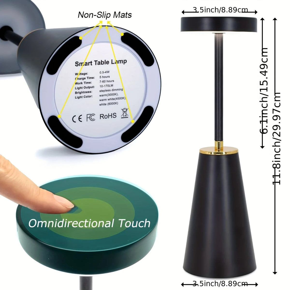Wireless touch table lamp