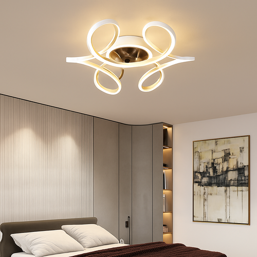 Modern LED ceiling fan lamp with remote control - vue 4 sur 7