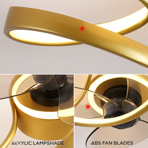 Modern LED ceiling fan lamp with remote control - vue 5 sur 7