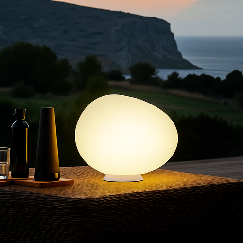 Decorative LED pebble white table lamp - vue 4 sur 7