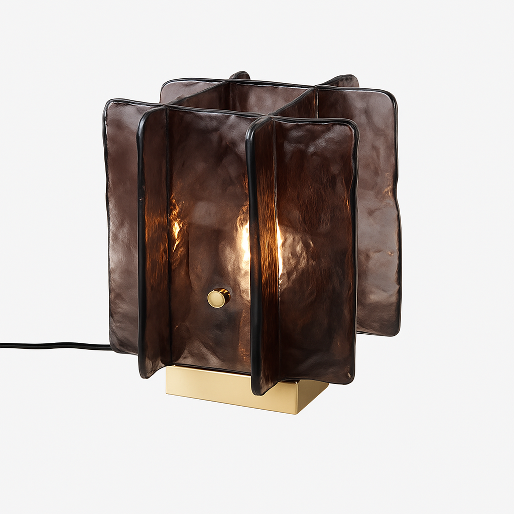 Designer LED table lamp with creative glass plate - vue 7 sur 7