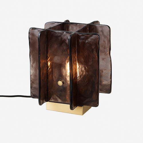 Designer LED table lamp with creative glass plate - vue 8 sur 7