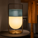 Designer glass LED table lamp, lantern style