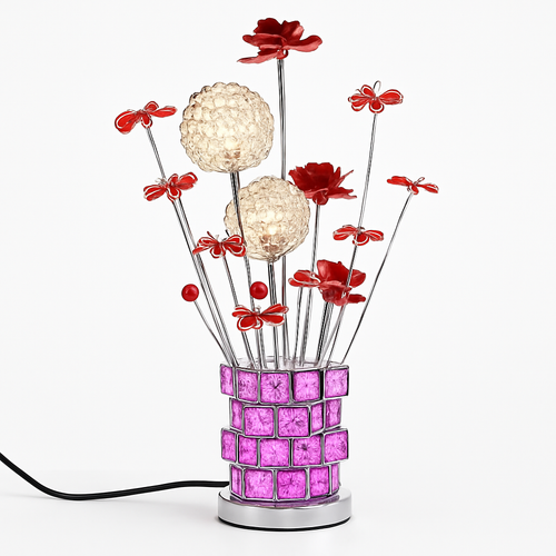 Modern acrylic table lamp with decorative floral motifs - vue 2 sur 11