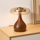 Retro art deco table lamp in brass and glass