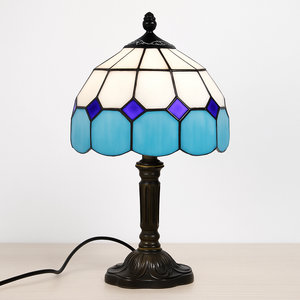 lampe à poser rétro style méditerranéen en vitrail