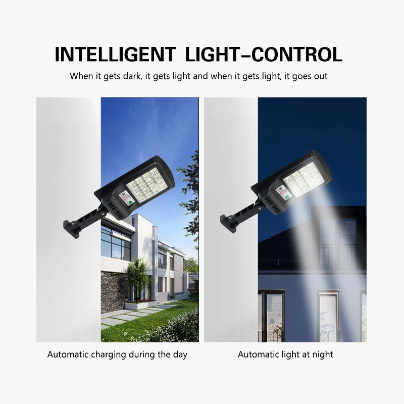 Outdoor solar lamp with remote control and motion sensor