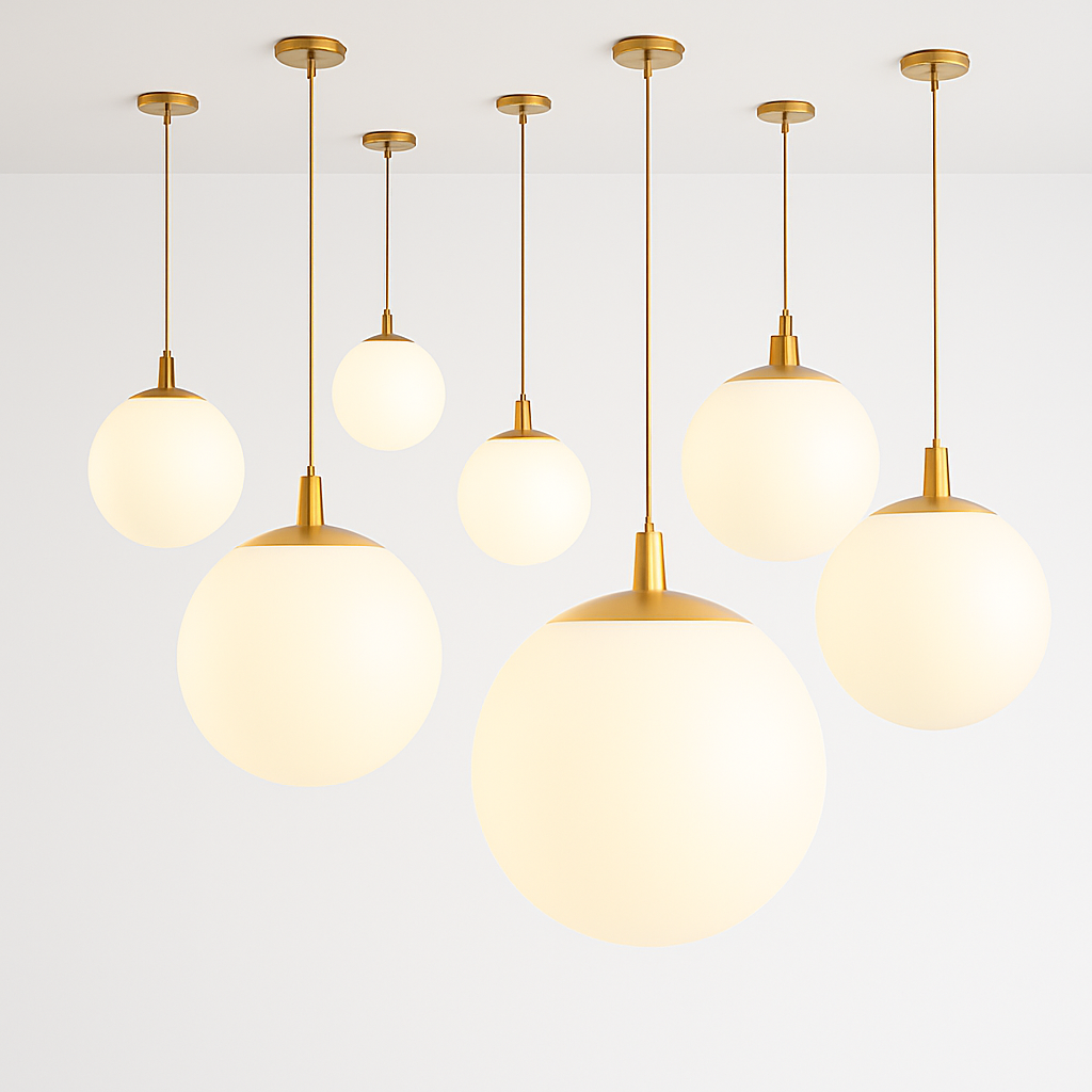 White glass globe pendant lamp