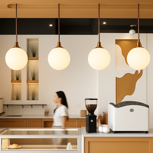 White glass globe pendant lamp - vue 4 sur 15