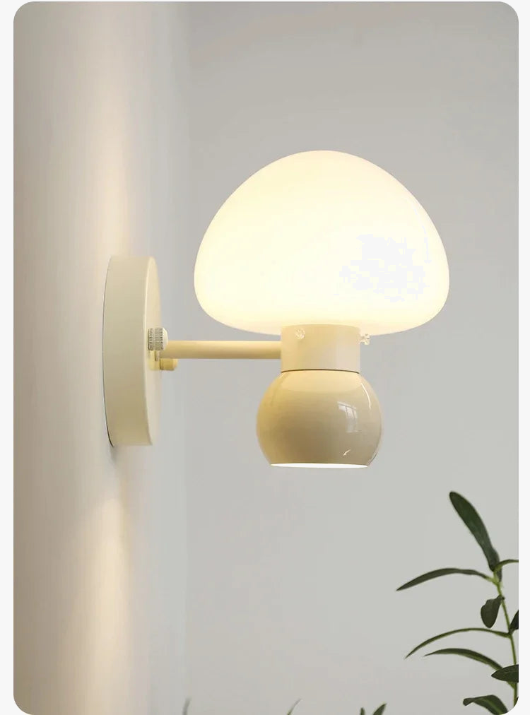 Cream mushroom double head G9 wall light