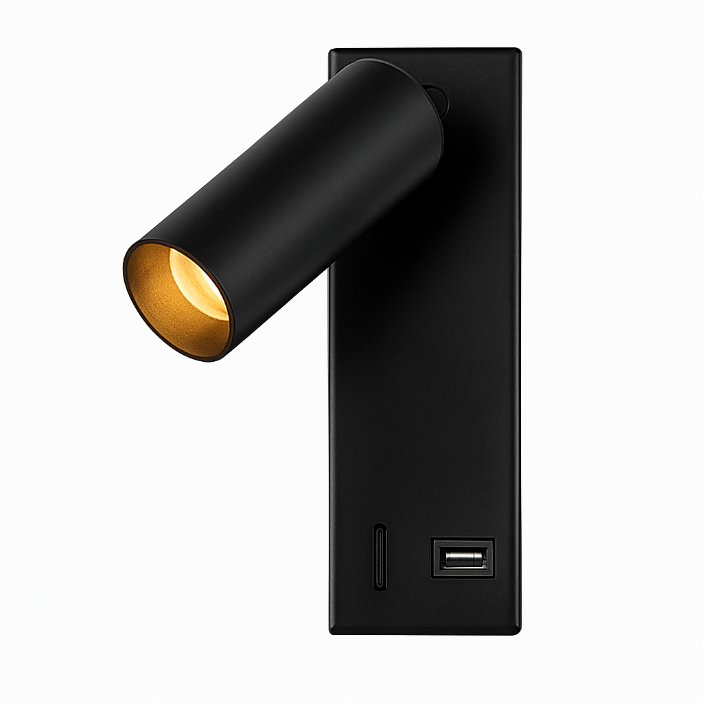 Led 3w wall light with switch, black, white and bronze creative with usb, bedside lamp