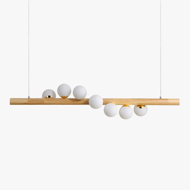 LED long wood pendant light modern glass ball chandelier art design wooden G9 pendant for dining room lighting