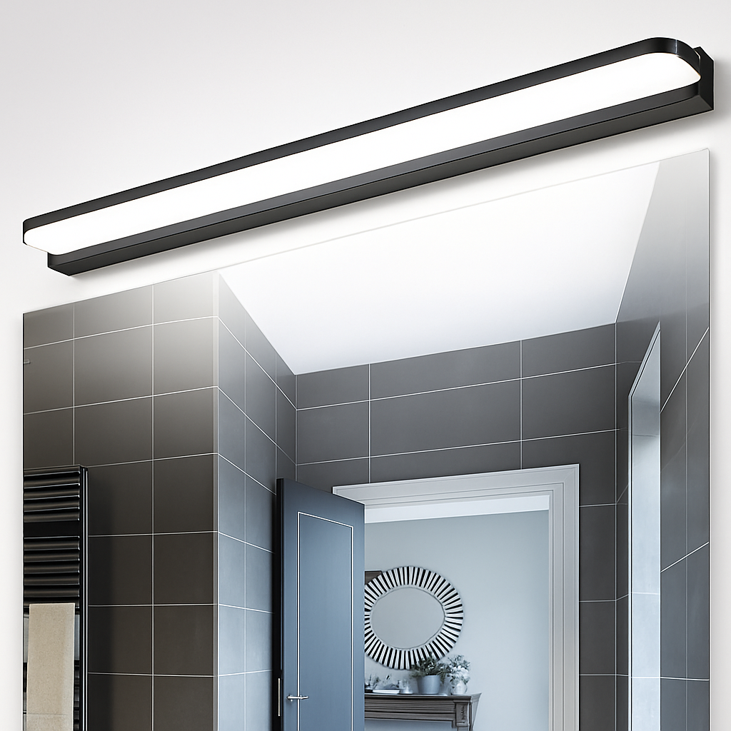 Modern LED bathroom mirror light in stainless steel, wall lamp 42/62/72/120cm, black or white