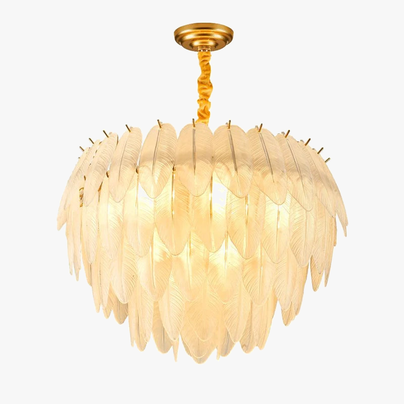 Modern LED white glass and goose feather gold or silver chandelier for foyer