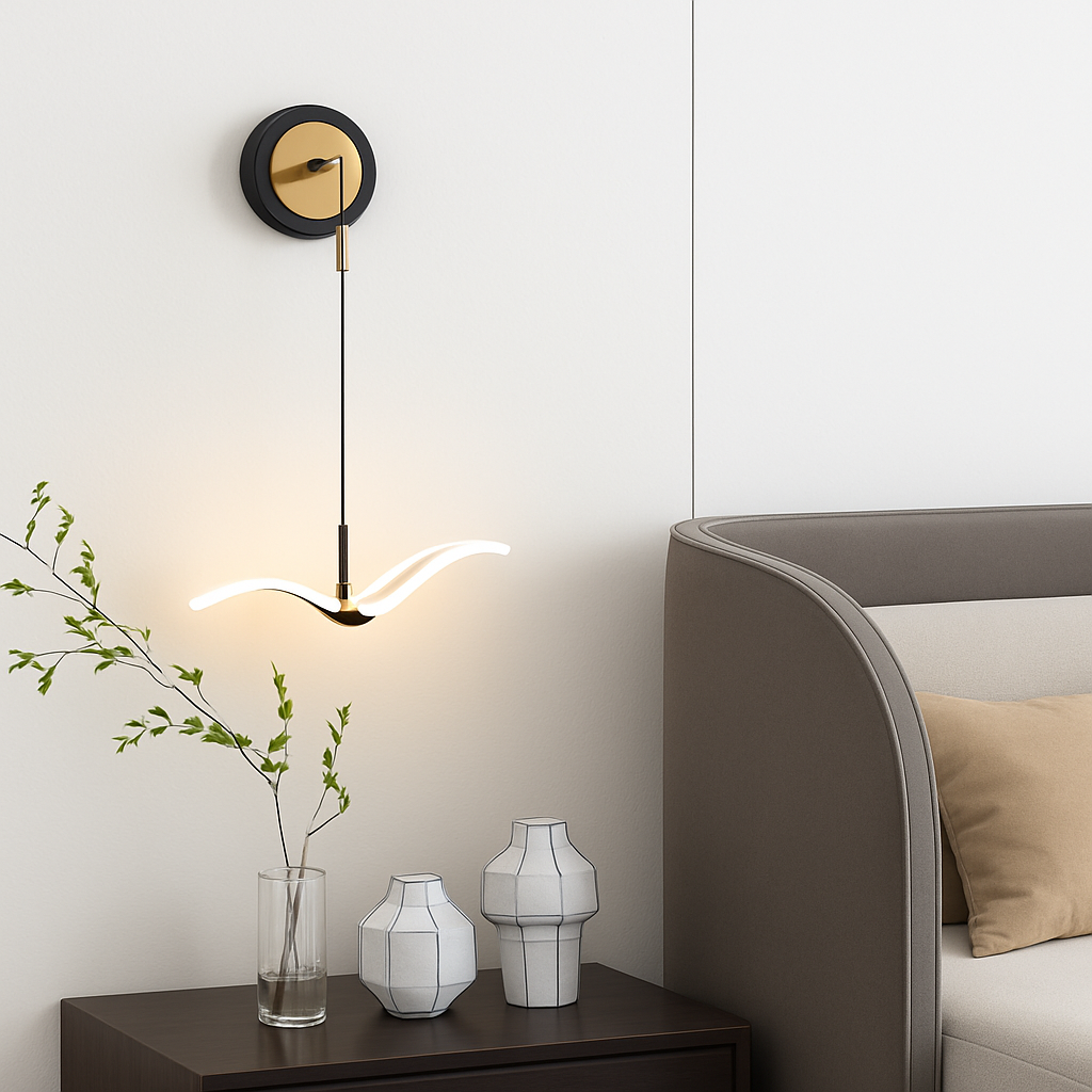Led seagull pendant light for bedroom, bedside or wall decor