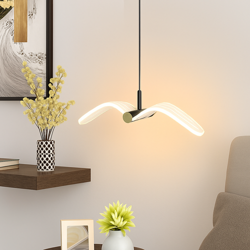 Led seagull pendant light for bedroom, bedside or wall decor - vue 4 sur 9