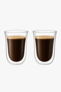 Set of 2 double-walled insulated glass coffee cups