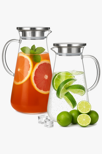 Set of 2 borosilicate glass beaker-style 2l bottles