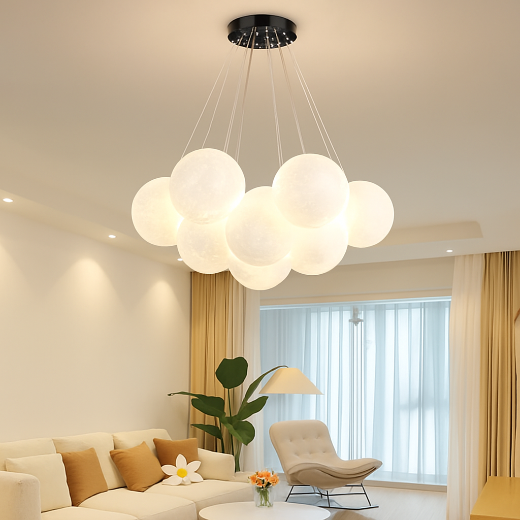 Moon bubble chandelier lamp for living room, children's room, bedroom, gold or black, G9 bulb AC220V