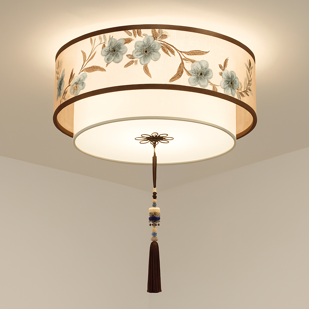 Chinese round ceiling chandelier Chinoiserie retro pendant light for bedroom, living room, and study
