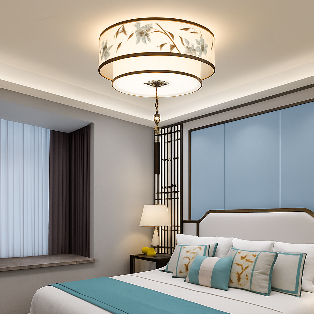 Chinese round ceiling chandelier Chinoiserie retro pendant light for bedroom, living room, and study