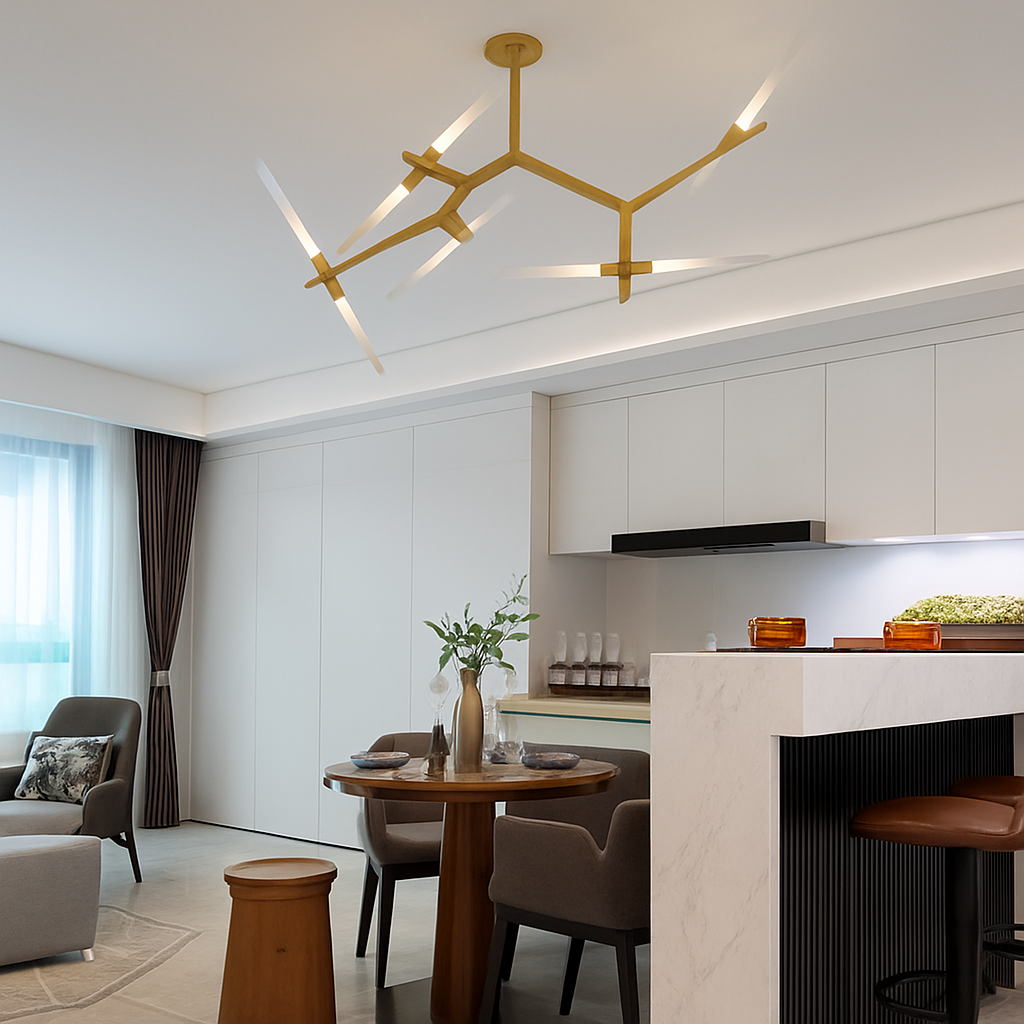 Designer chandelier with tubular branch arts - vue 4 sur 11