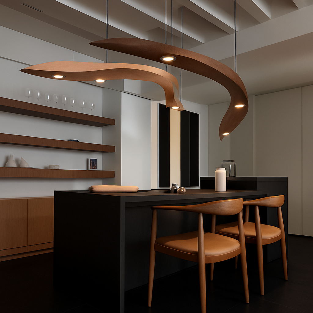 Designer wood branch pendant light with integrated LED Villa - vue 3 sur 5