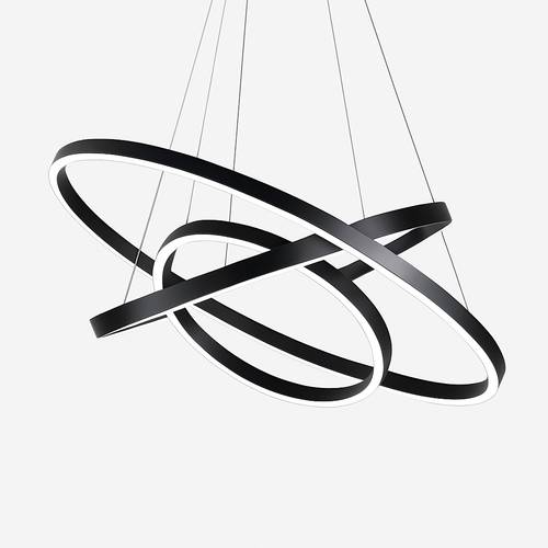 Designer chandelier with interlaced circles (black or white)