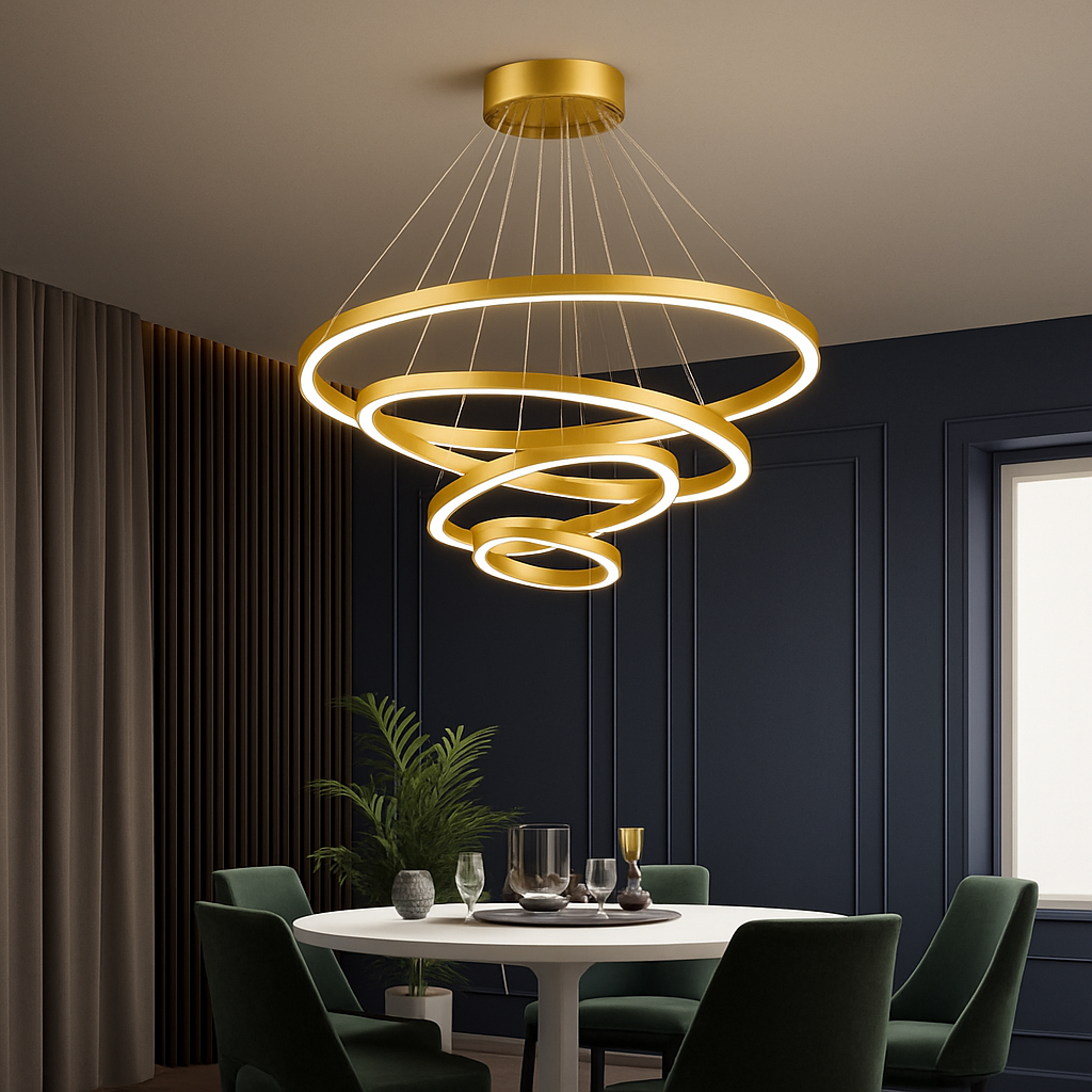 Designer chandelier with interlaced circles (black or white) - vue 7 sur 9