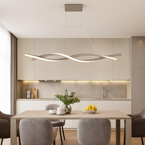Callan wave-shaped LED design chandelier - vue 5 sur 7