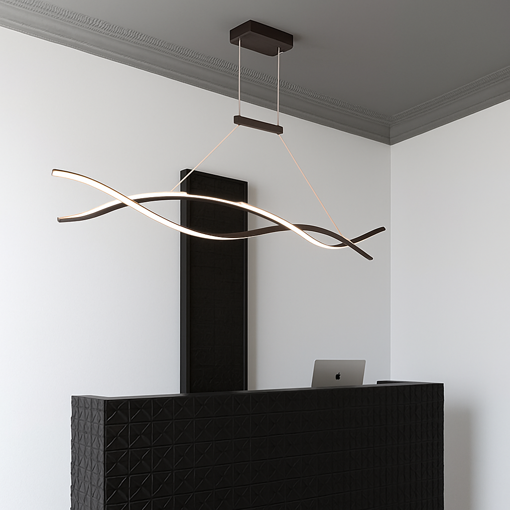 Callan wave-shaped LED design chandelier - vue 6 sur 7