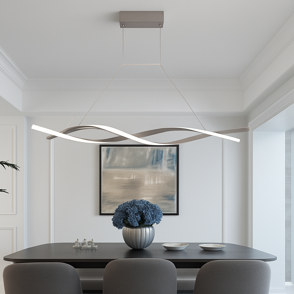 Callan wave-shaped LED design chandelier - vue 7 sur 7