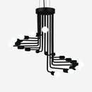 Black designer chandelier with multiple staircase-style branches