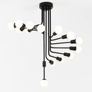 Black designer chandelier with multiple staircase-style branches