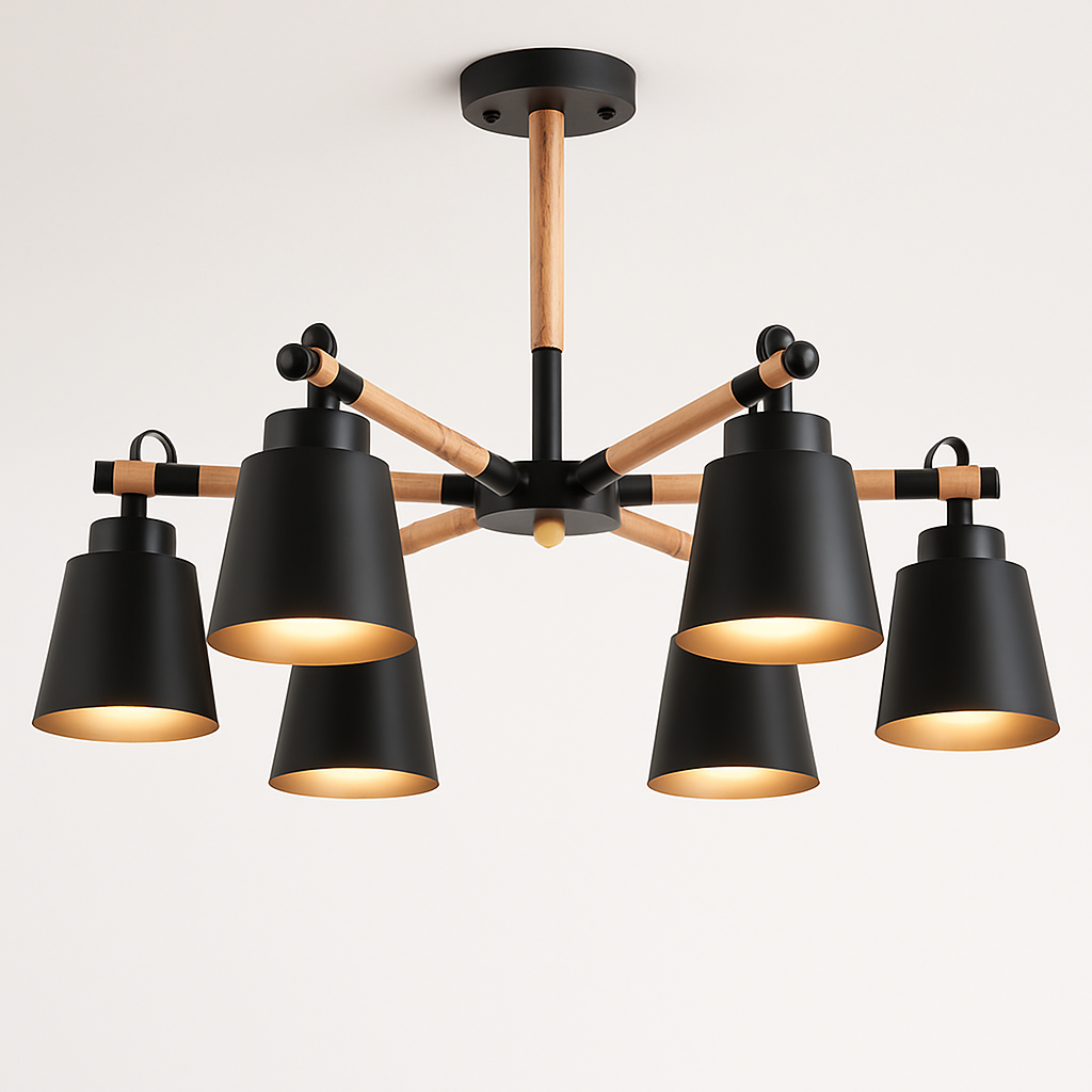Rustic wood and metal ceiling light Personality