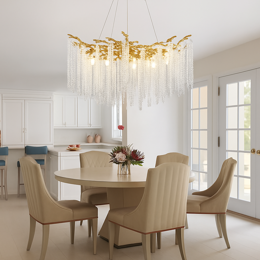 Luxury round crystal chandelier for elegant interiors - vue 3 sur 12