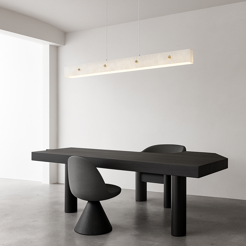 Dimmable LED marble and stainless steel chandelier