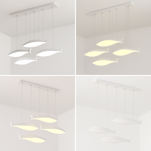 Modern acrylic LED fish-shaped pendant chandelier - vue 5 sur 6