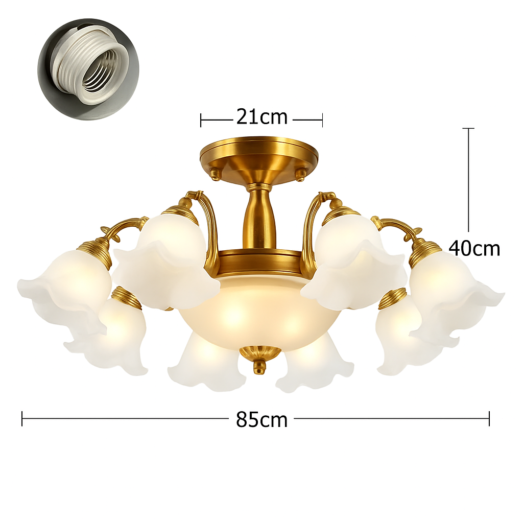 LED chandelier with flower-shaped lampshades - vue 11 sur 19