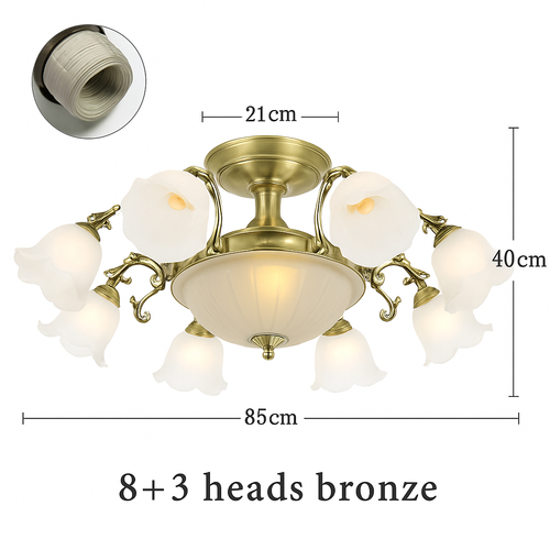 LED chandelier with flower-shaped lampshades - vue 13 sur 19