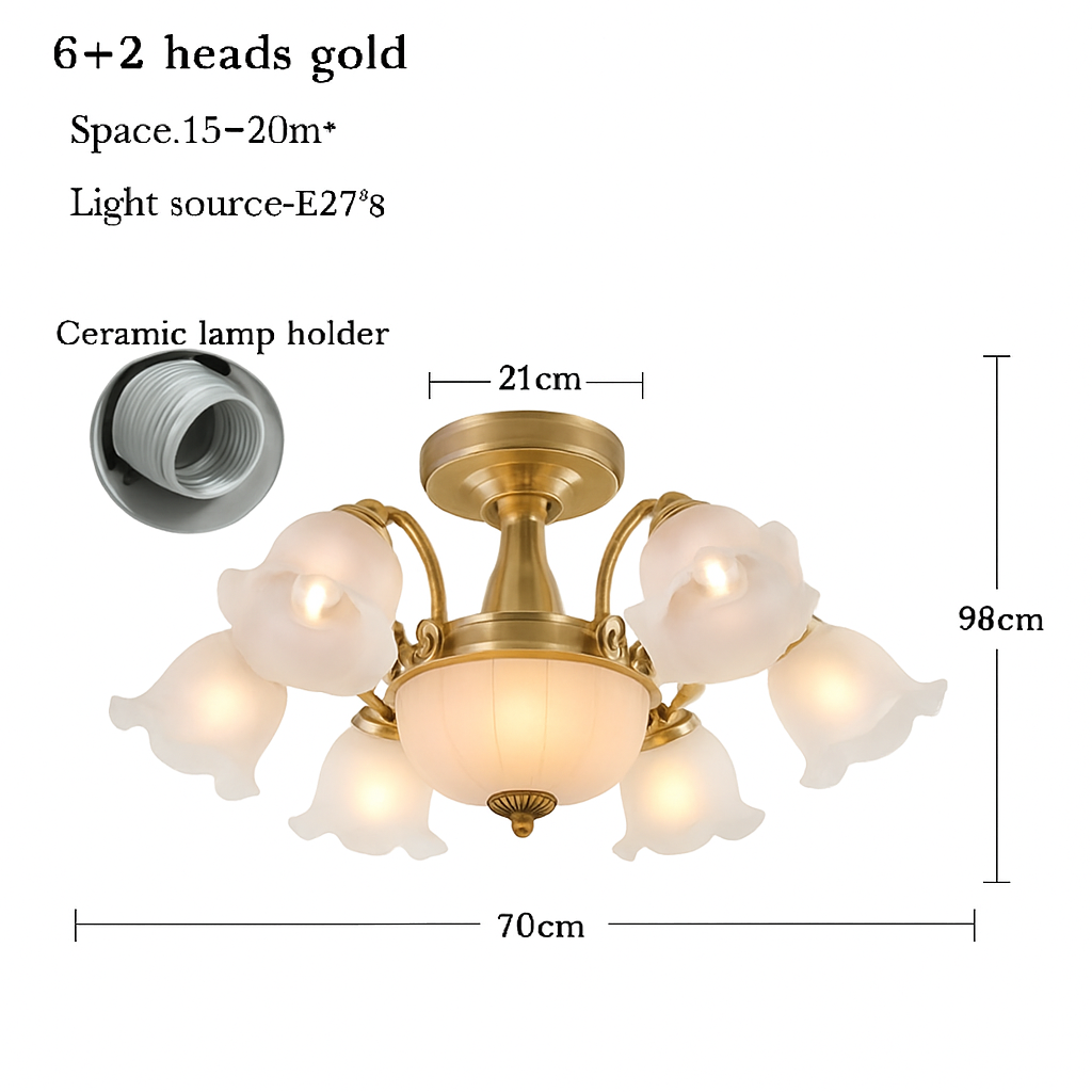 LED chandelier with flower-shaped lampshades - vue 14 sur 19