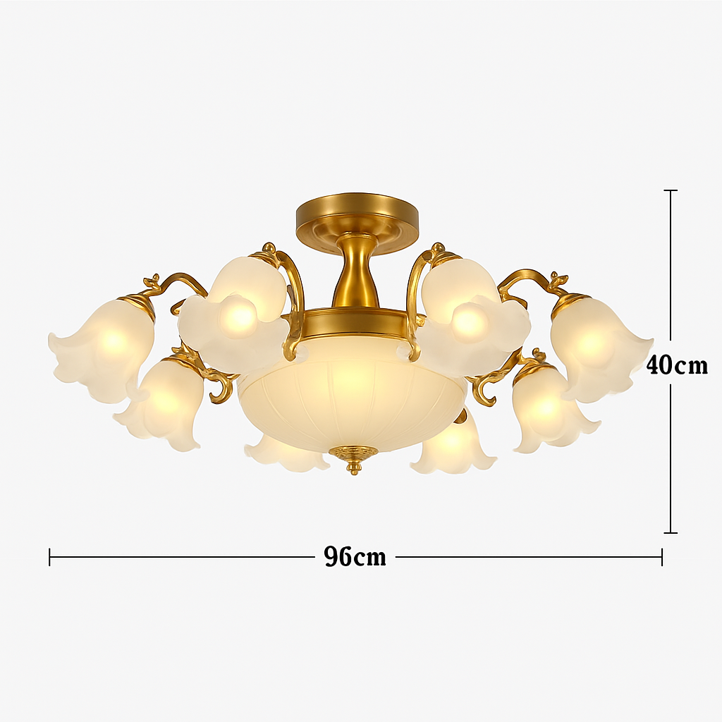LED chandelier with flower-shaped lampshades - vue 15 sur 19