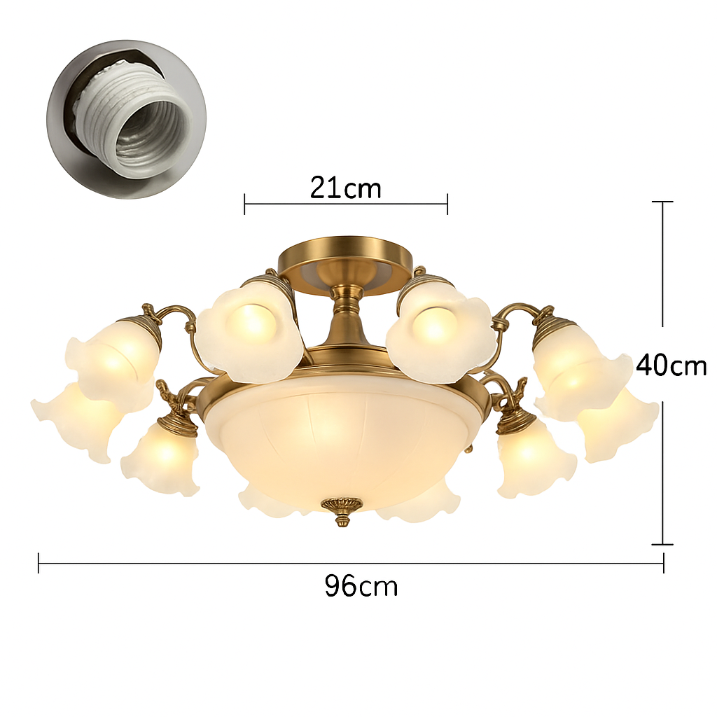 LED chandelier with flower-shaped lampshades - vue 17 sur 19