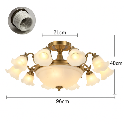 LED chandelier with flower-shaped lampshades - vue 18 sur 19