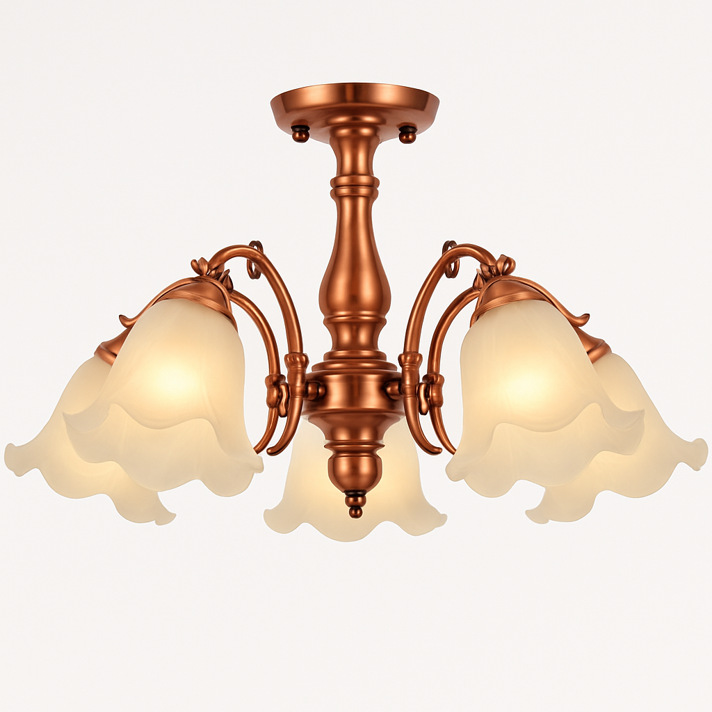 LED chandelier with flower-shaped lampshades - vue 18 sur 19